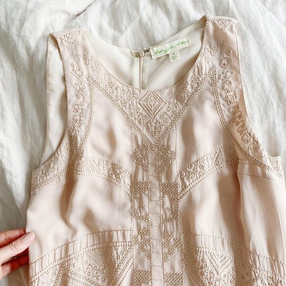 Urban Outfitters Pink Embroidered Fringe Sleeveless Tassel Mini Dress Small - Picture 2 of 9